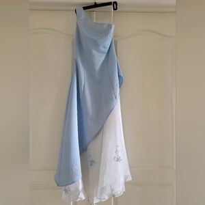 Elegant Blue and White Maxi Dress